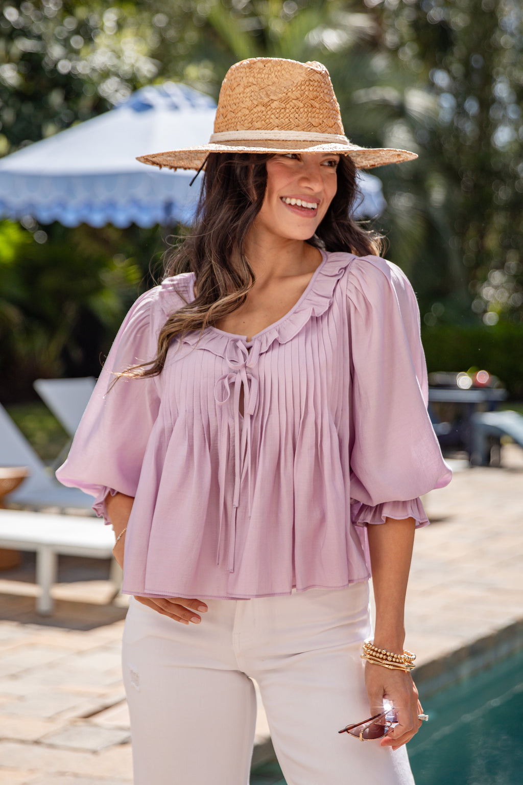 Sweet Grace Pleated Babydoll Blouse