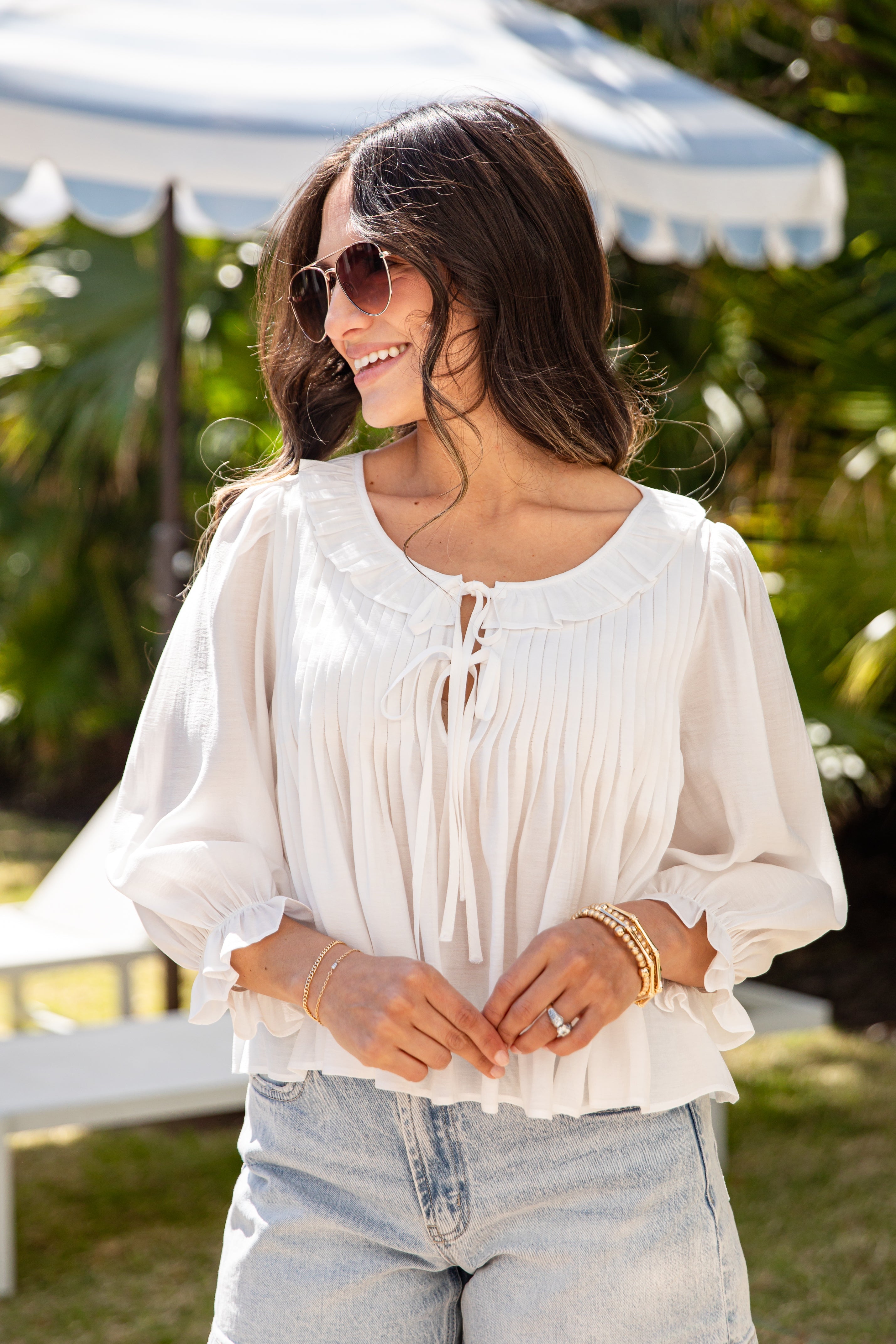 Sweet Grace Pleated Babydoll Blouse