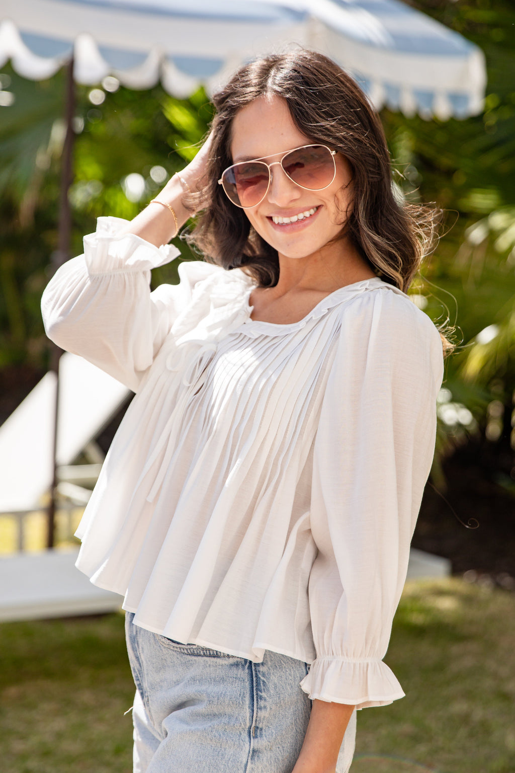 Sweet Grace Pleated Babydoll Blouse